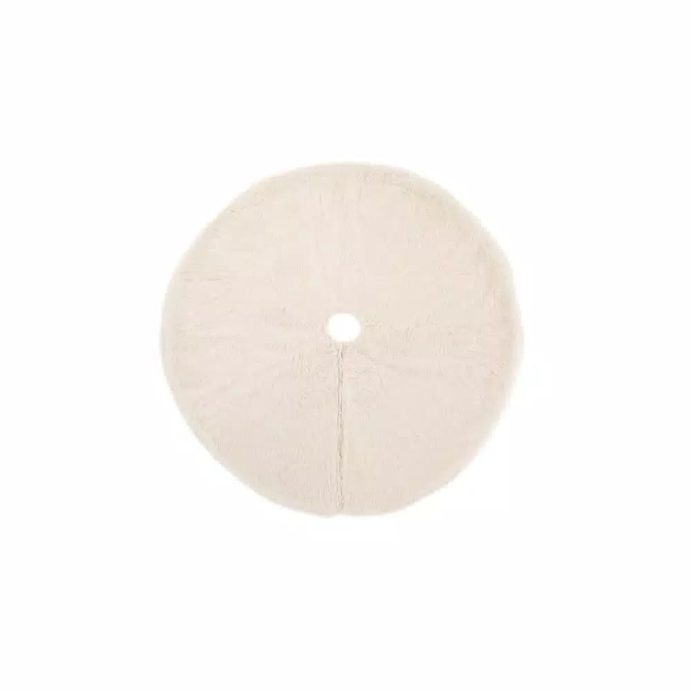 Glitzhome 48 in. White Plush Faux Fur Christmas Tree Skirt