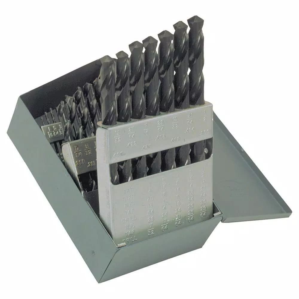 CLE-LINE 29-Piece High Speed Steel Jobber Length Twist Drill Bit Set with Metal Index
