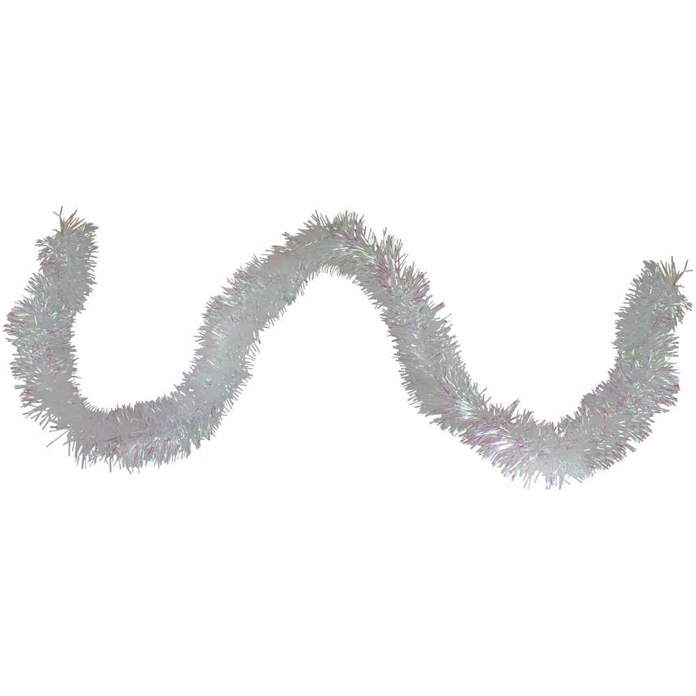 Northlight 50 ft. 6-Ply Iridescent White Christmas Tinsel Garland, Shiny Unlit Holiday Decor