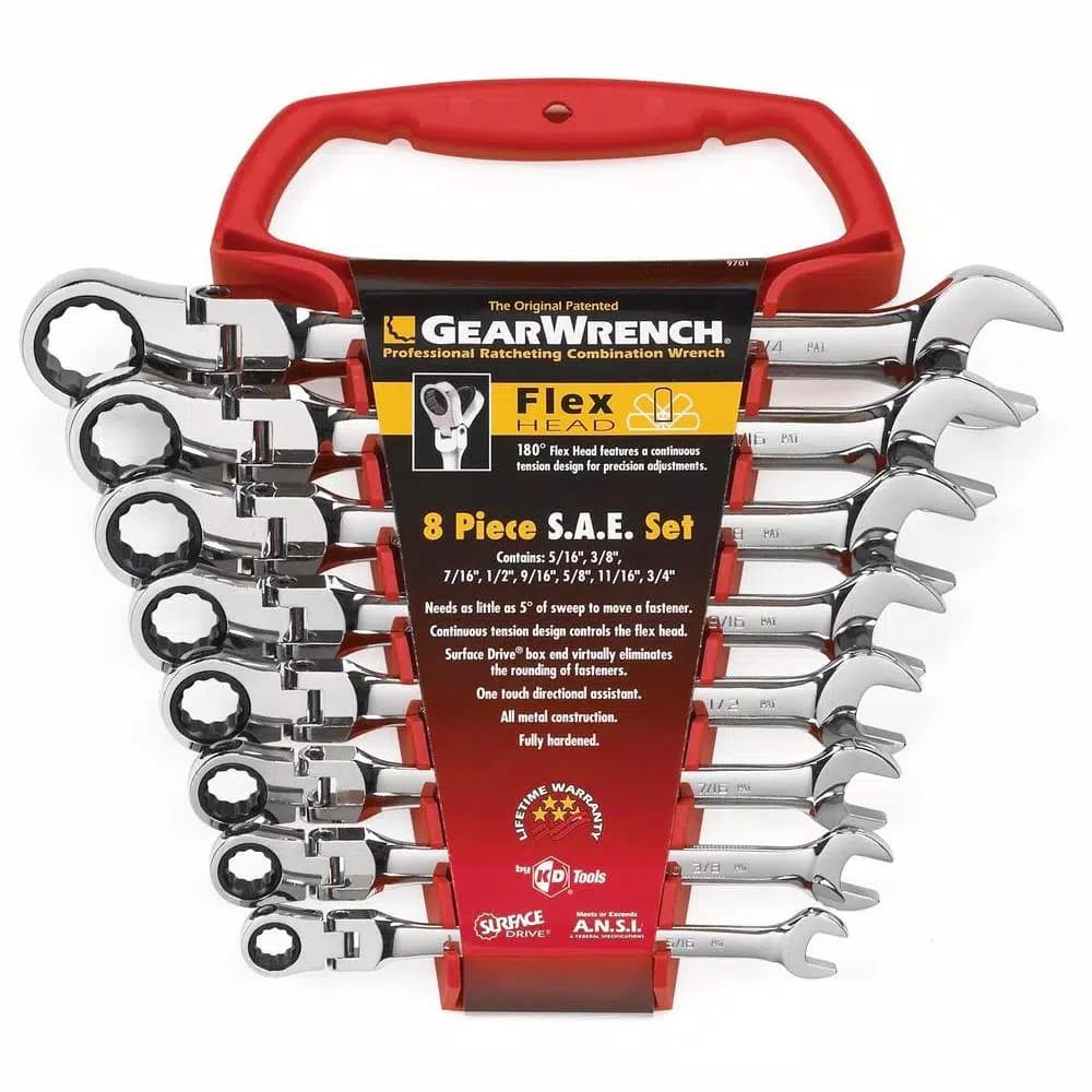 GearWrench 8-Piece SAE Flex Ratcheting Wrench Set