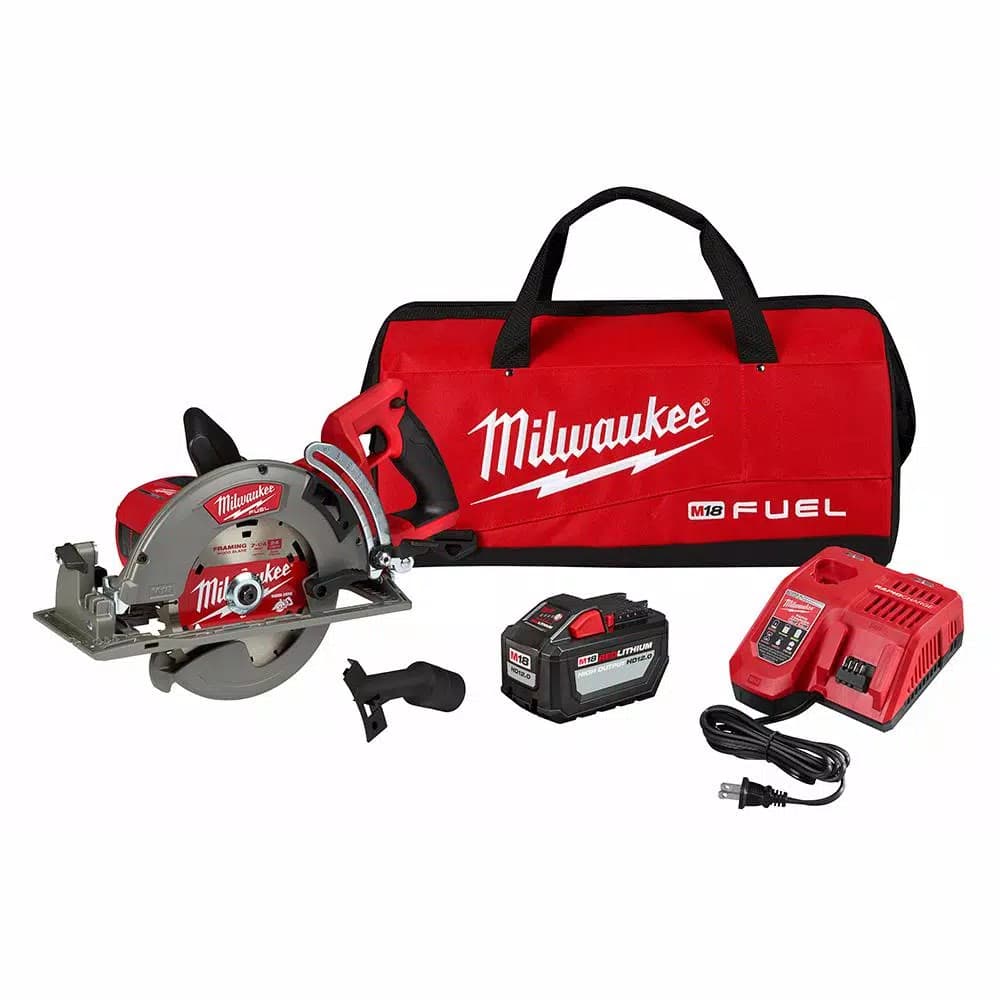 Milwaukee M18 FUEL 7-1/4 in. Cordless Rear Handle Circular Saw Kit with 12.0 Ah Battery & Rapid Charger