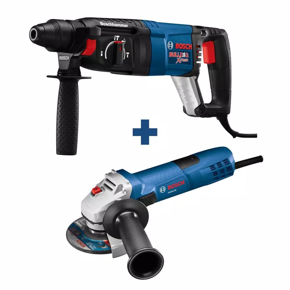 Bosch Bulldog Xtreme 8 Amp SDS-Plus Corded Rotary Hammer Drill & 4.5 in. Angle Grinder Combo Kit