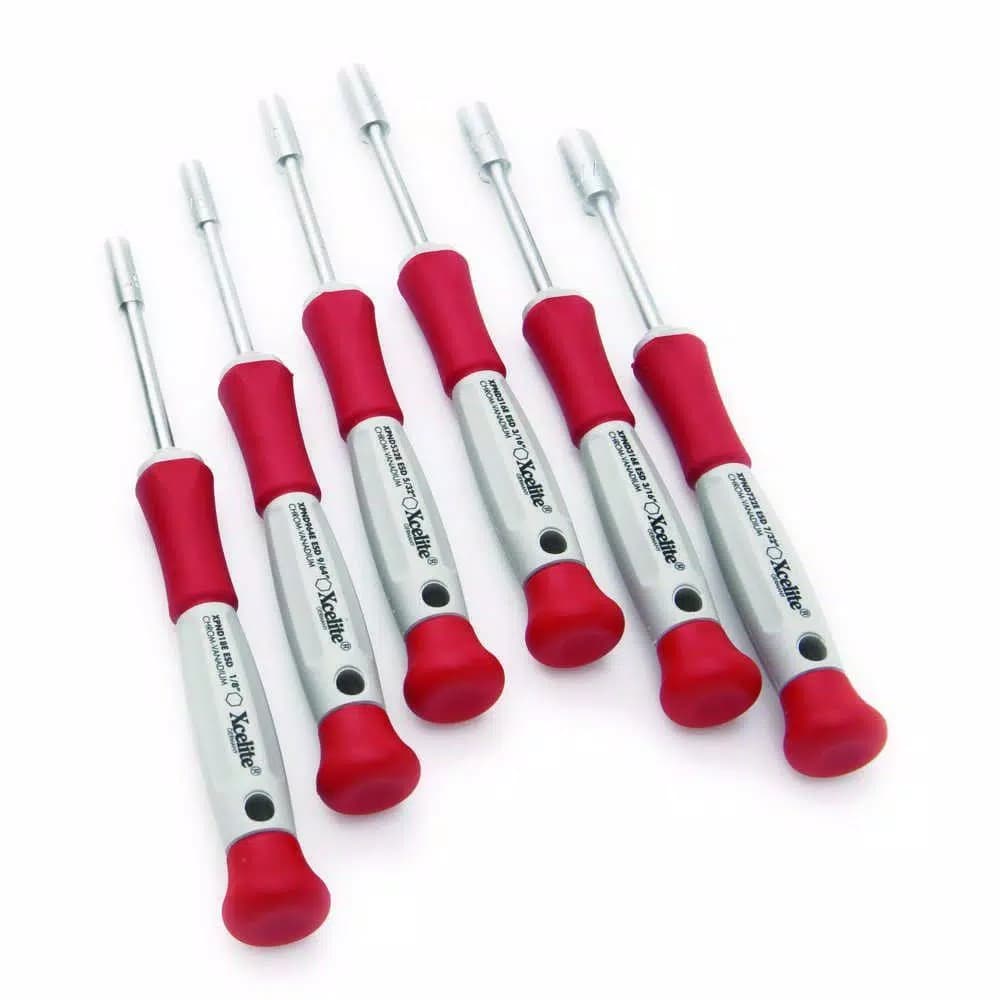 Xcelite 6-Piece Precision Electronics Nut Driver Set, ESD Safe, SAE