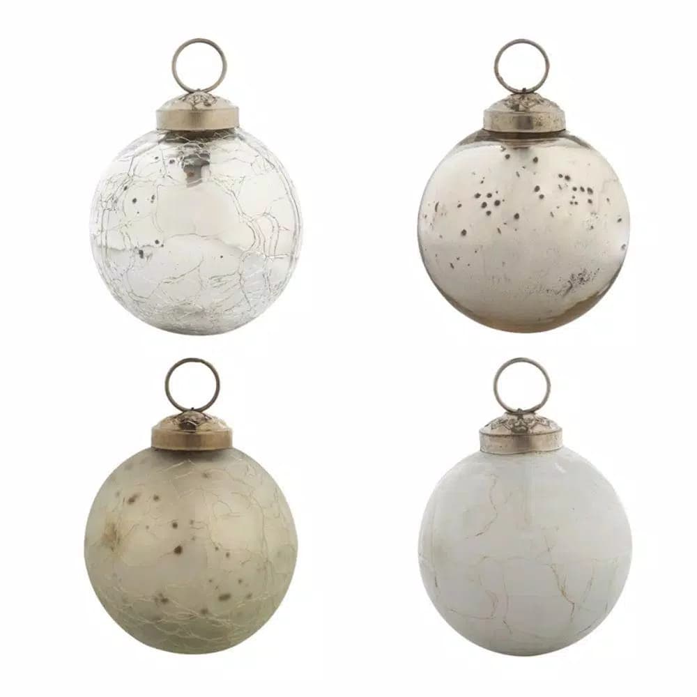 Evergreen 2.5 in. Chic Round Glass Christmas Ornament Set, 12-Pack