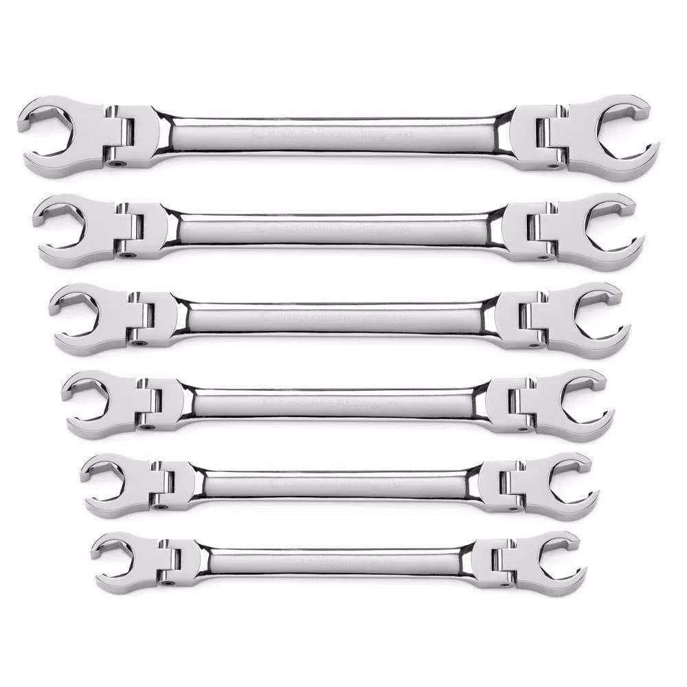 GEARWRENCH Flex Flare Metric Nut Wrench Set, 6-Piece Chrome Vanadium
