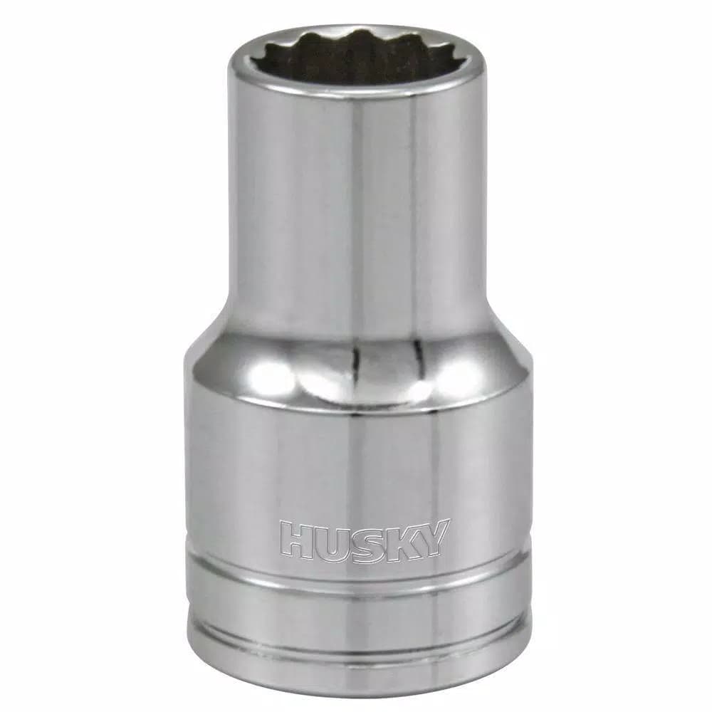 Husky 1/2 in. Drive 12-Point SAE Standard Socket, Intermediate Depth