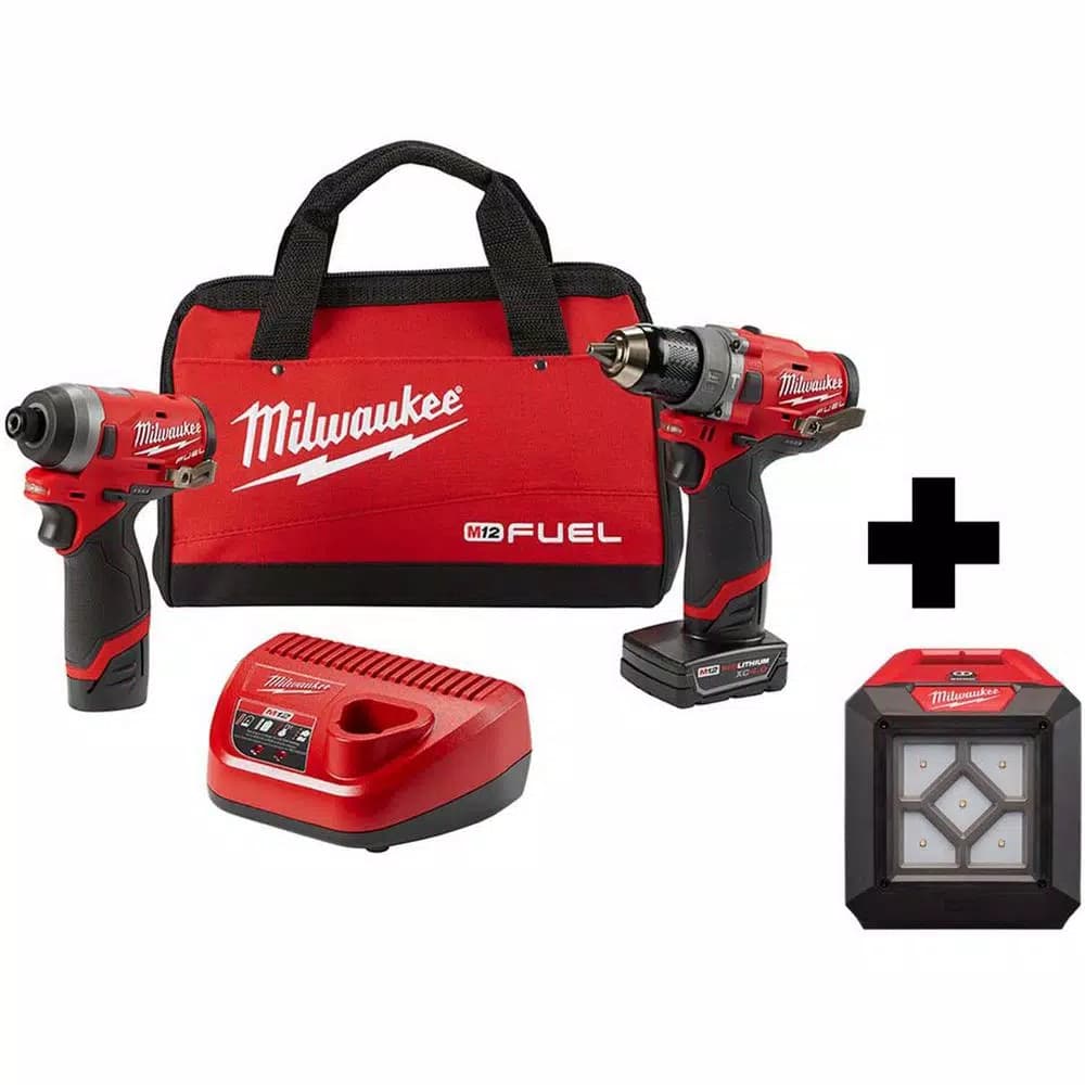 Milwaukee M12 FUEL 12V Li-Ion Brushless 2-Tool Combo Kit with LED Flood Light