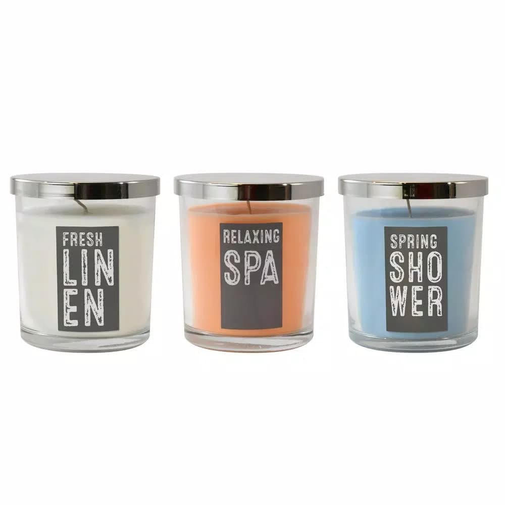 LUMABASE Fresh Collection Scented Candles Set of 3 - 10 oz. Glass Jars