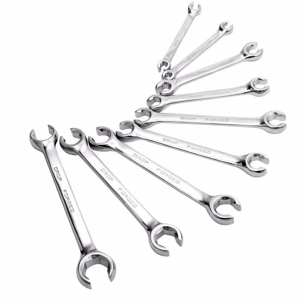 SUNEX TOOLS SAE and Metric Flare Nut Wrench Set, 9-Piece with 2-Ply Canvas Pouch