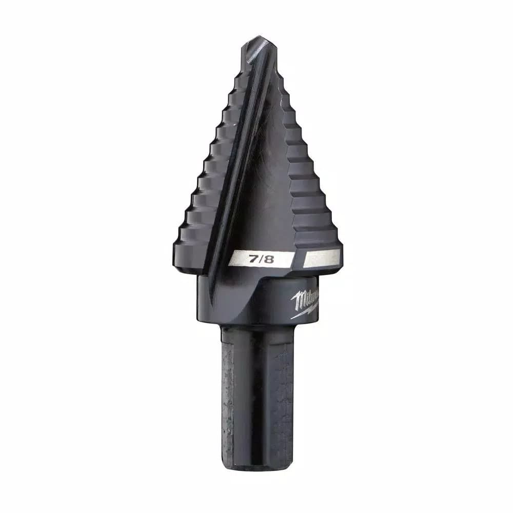 Milwaukee 7/8 in. #7 Step Drill Bit, Black Oxide, 3-Flat Shank