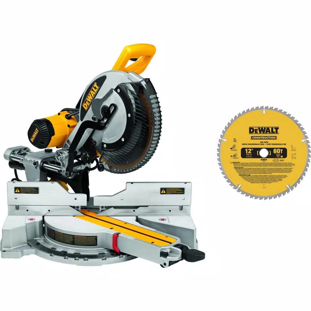 DEWALT 12 in. 15 Amp Double-Bevel Sliding Compound Miter Saw with 60T Fine Finish Blade