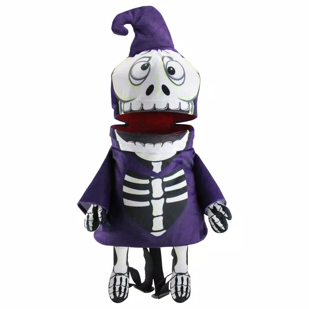 Northlight 24 in. Animated Musical Skeleton Halloween Trick or Treat Bag - Plush Candy Backpack