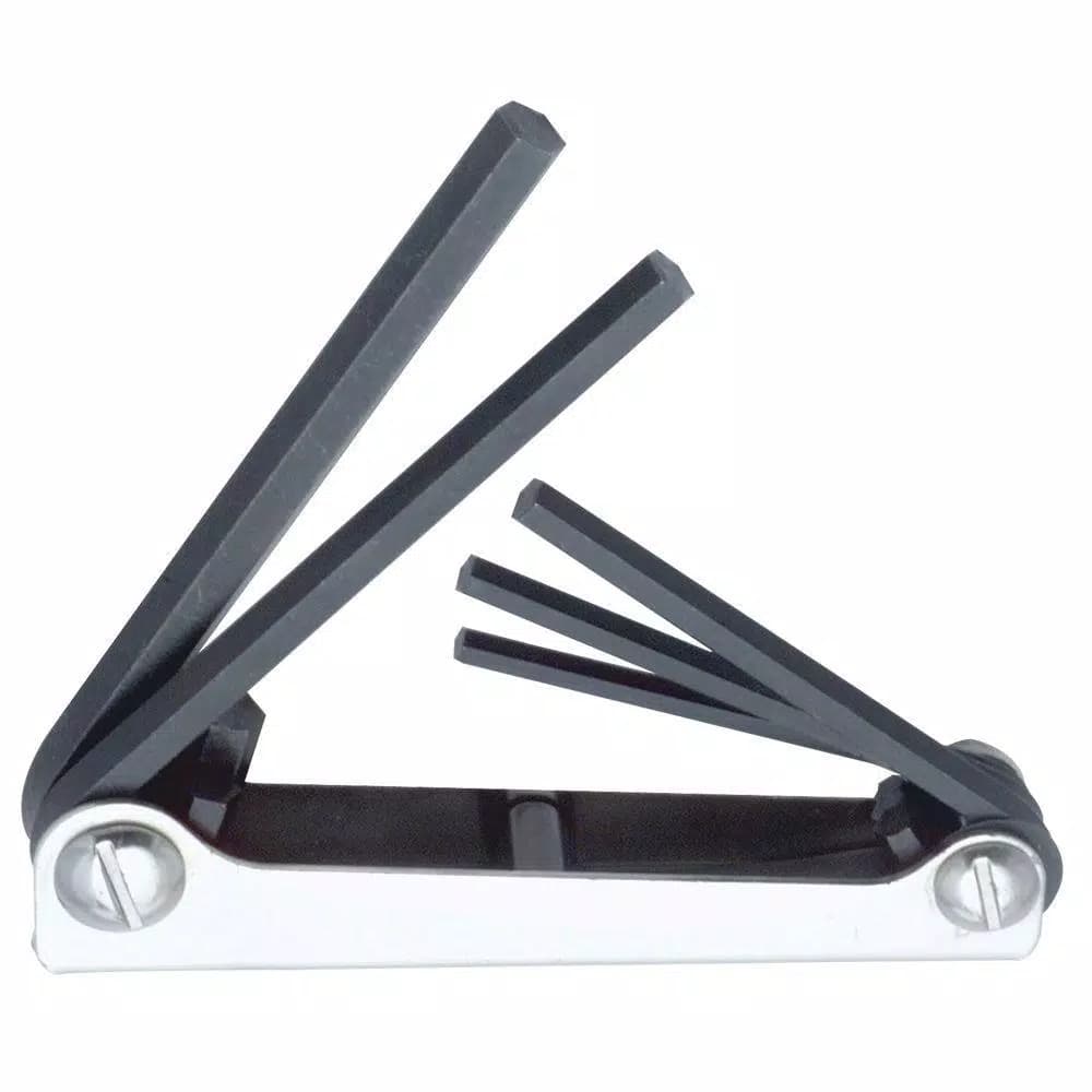 URREA 5-Piece Folding Extra Long SAE Hex Key Set, 3/16 in. to 3/8 in., with Metal Case