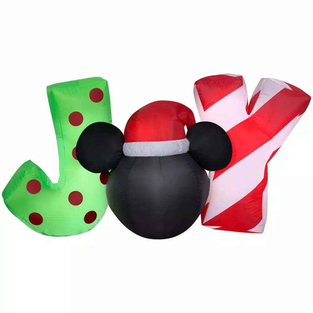 Unbranded Disney Mickey Mouse Head JOY Inflatable Christmas Yard Sign, 5 ft. Wide