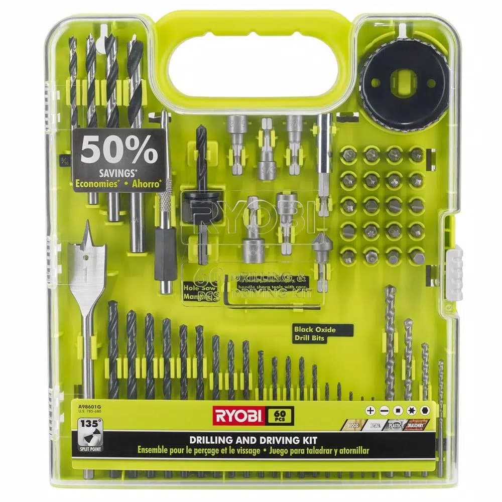 RYOBI 60-Piece Multi-Material Drill and Drive Accessory Kit