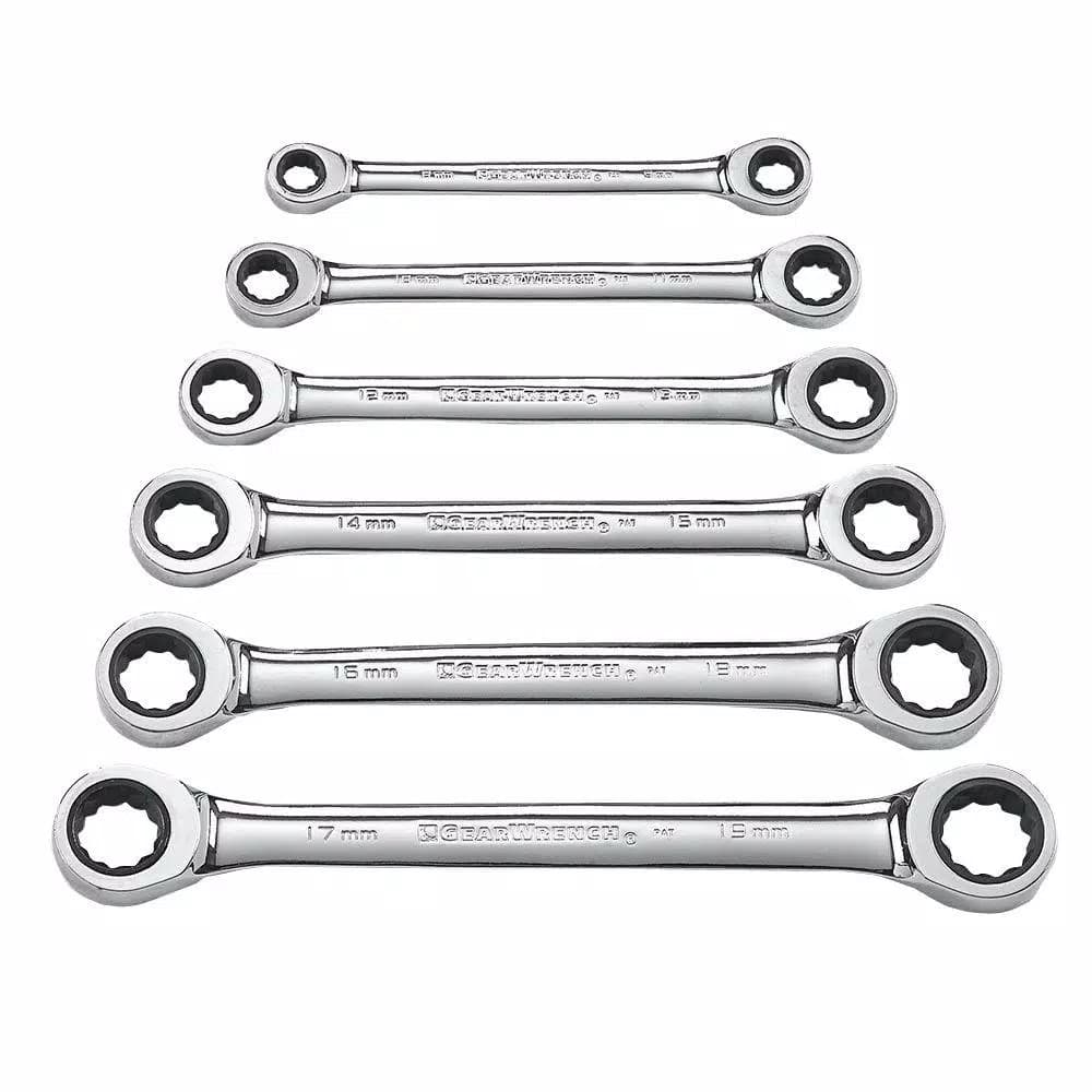 GEARWRENCH Metric Double Box-End Ratcheting Wrench Set, 6-Piece