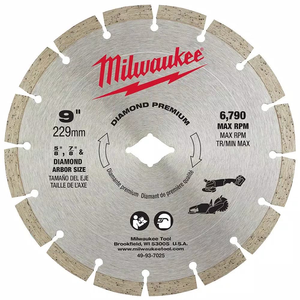 Milwaukee 9 in. Diamond Premium Segmented Blade for Concrete, Brick, and Stone
