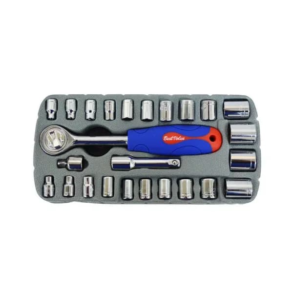 Best Value 27-Piece 1/4 in. and 3/8 in. Socket Set with Ergonomic Ratchet, SAE and Metric