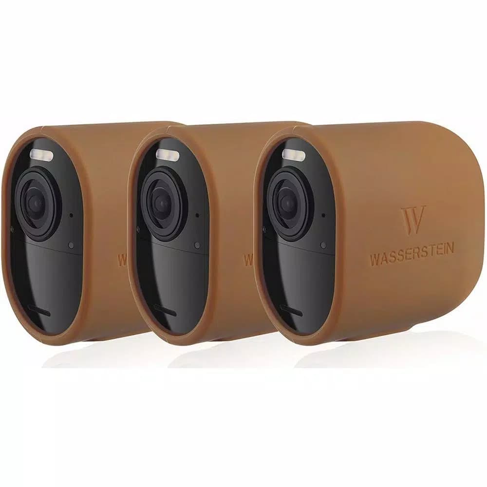 Wasserstein Protective Silicone Skins for Arlo Ultra/Ultra 2 and Pro 3/Pro 4 - Brown (3-Pack)