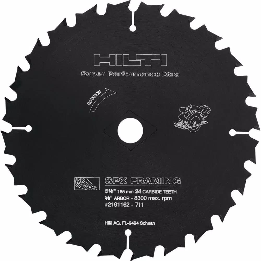 Hilti 6-1/2 in. SPX Framing Circular Saw Blade, 24 Teeth, 5-Pack