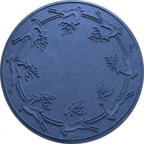 Bungalow Flooring Aqua Shield WaterHog 35 in. Round Reindeer Run Christmas Tree Mat, Navy Blue
