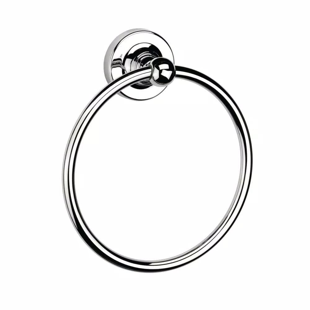 Croydex Wimborne Flexi-Fix Wall-Mounted Towel Ring, Chrome Finish