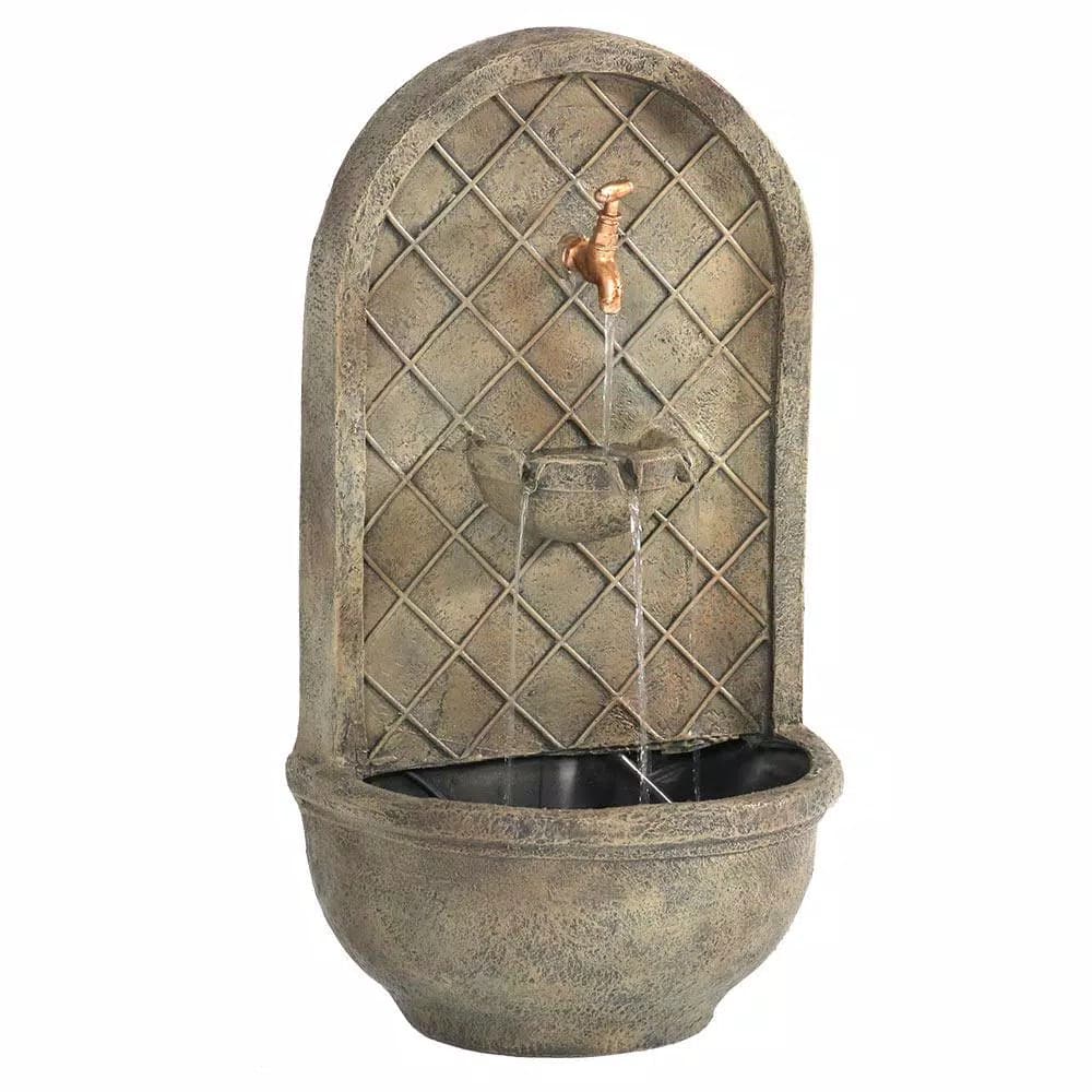 Sunnydaze Decor Messina Florentine Stone Electric Outdoor Wall Fountain
