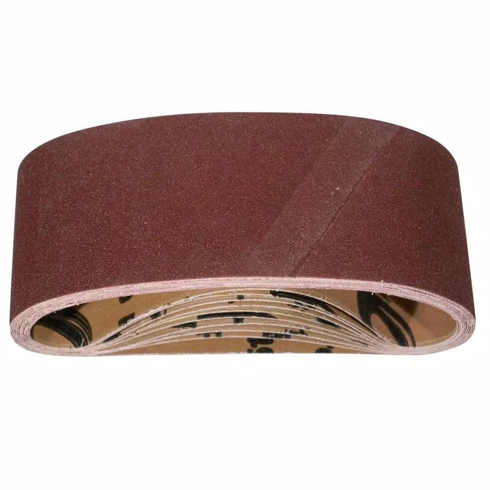 POWERTEC 320 Grit Aluminum Oxide Sanding Belt, 3 in. x 21 in. (10-Pack)