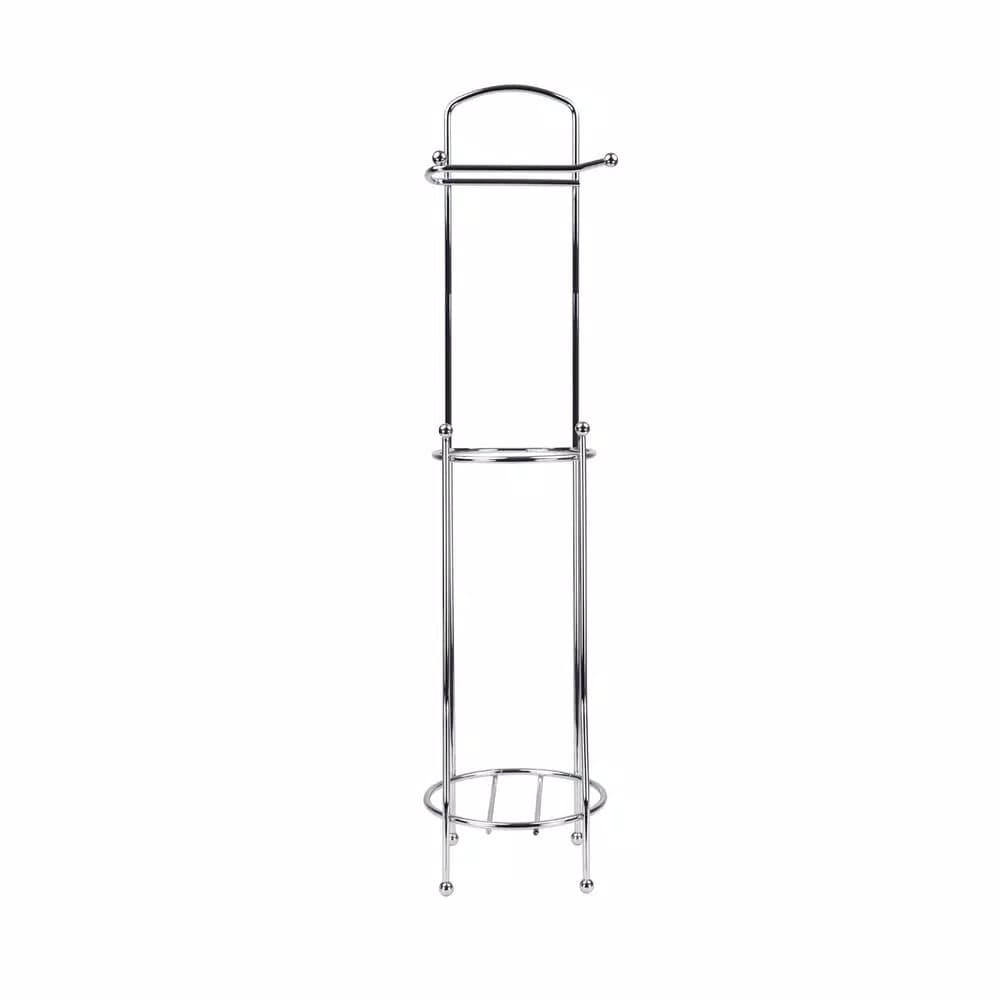 Home Basics Freestanding Chrome Toilet Paper Holder and Dispenser with 3-Roll Storage
