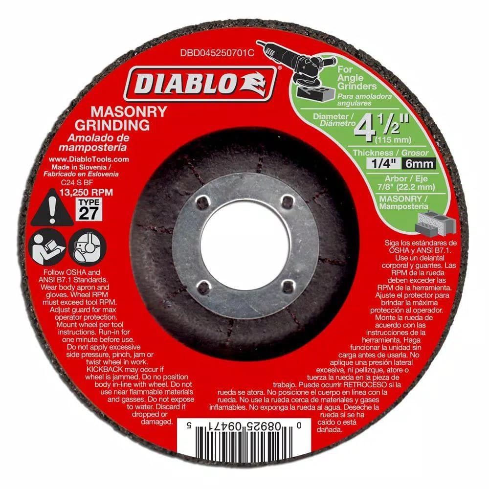 Diablo 4-1/2 in. x 7/8 in. Masonry Grinding Discs, Type 27 Depressed Center, 36 Grit (10-Pack)