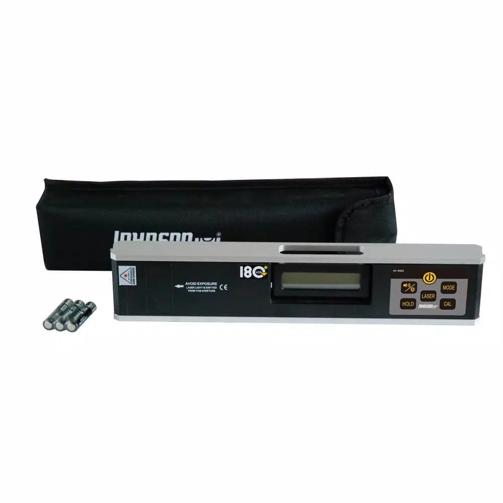 Johnson Electronic Digital Inclinometer Level with 180° Rotating LCD Display and Laser Beam