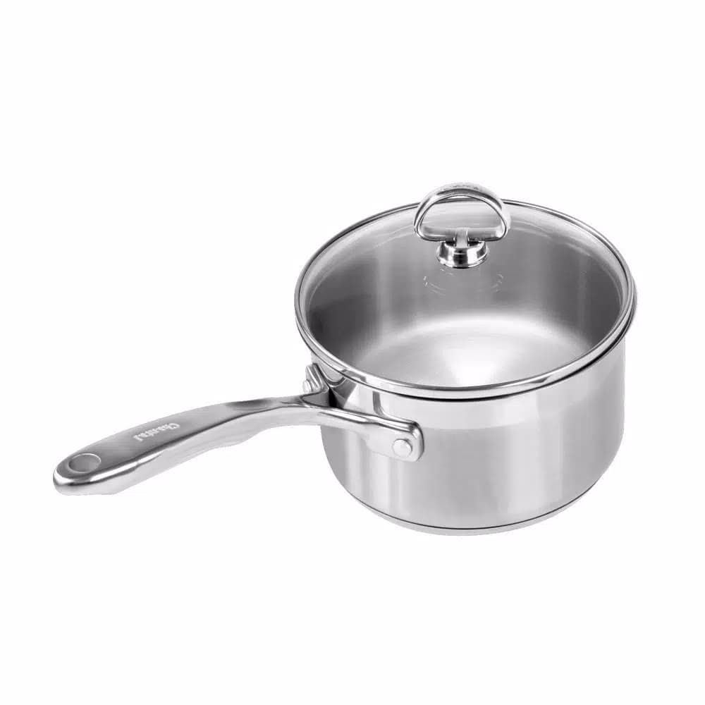 Chantal Induction 21 Steel 2 Qt. Stainless Steel Saucepan with Glass Lid, Brushed Finish