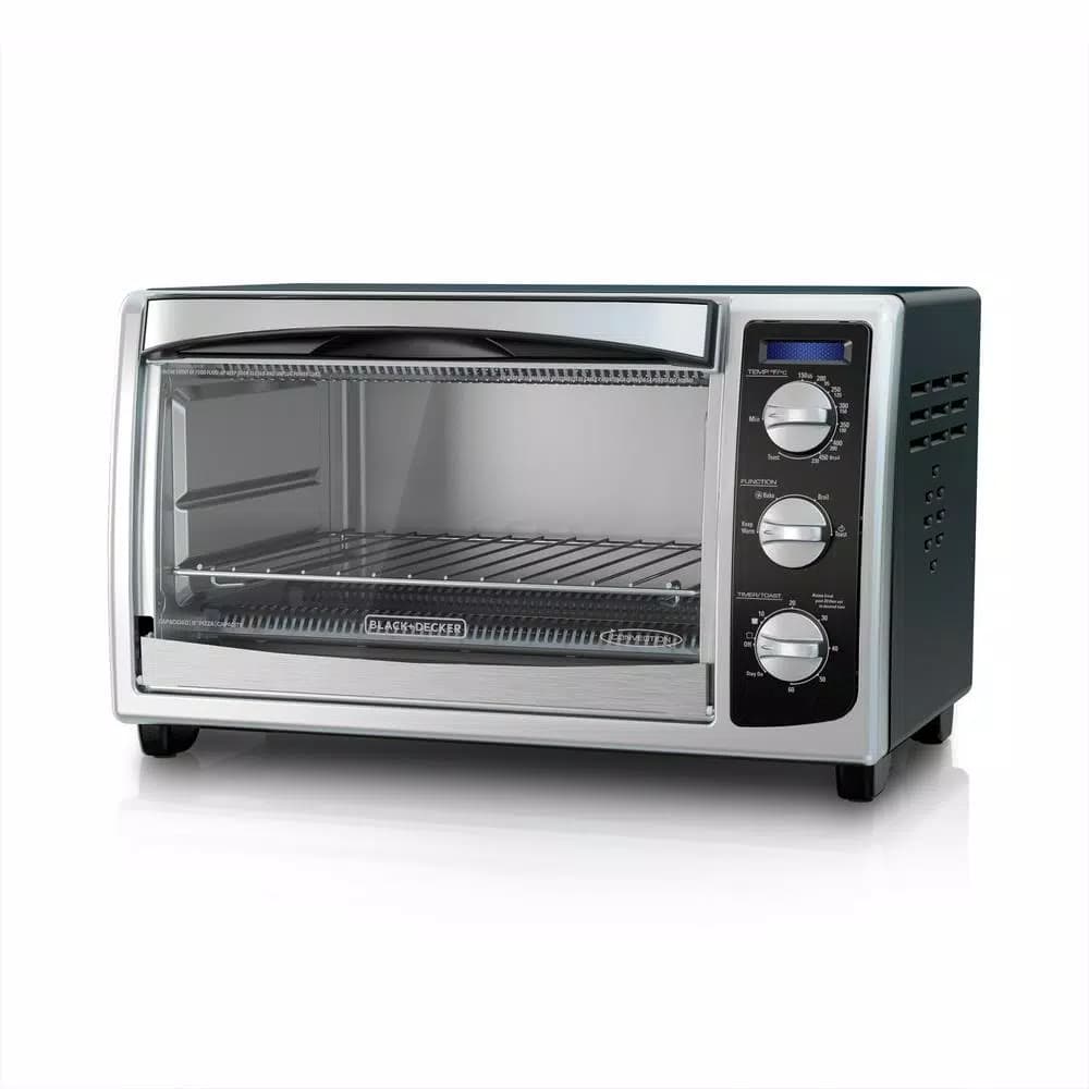 BLACK+DECKER 1500W 6-Slice Stainless Steel Convection Toaster Oven with Broiler Pan
