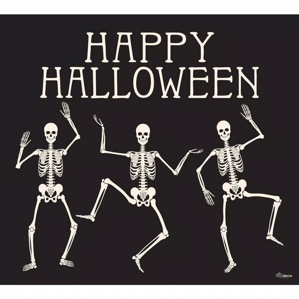 My Door Decor 7 ft. x 8 ft. Happy Halloween Skeletons Garage Door Banner Mural