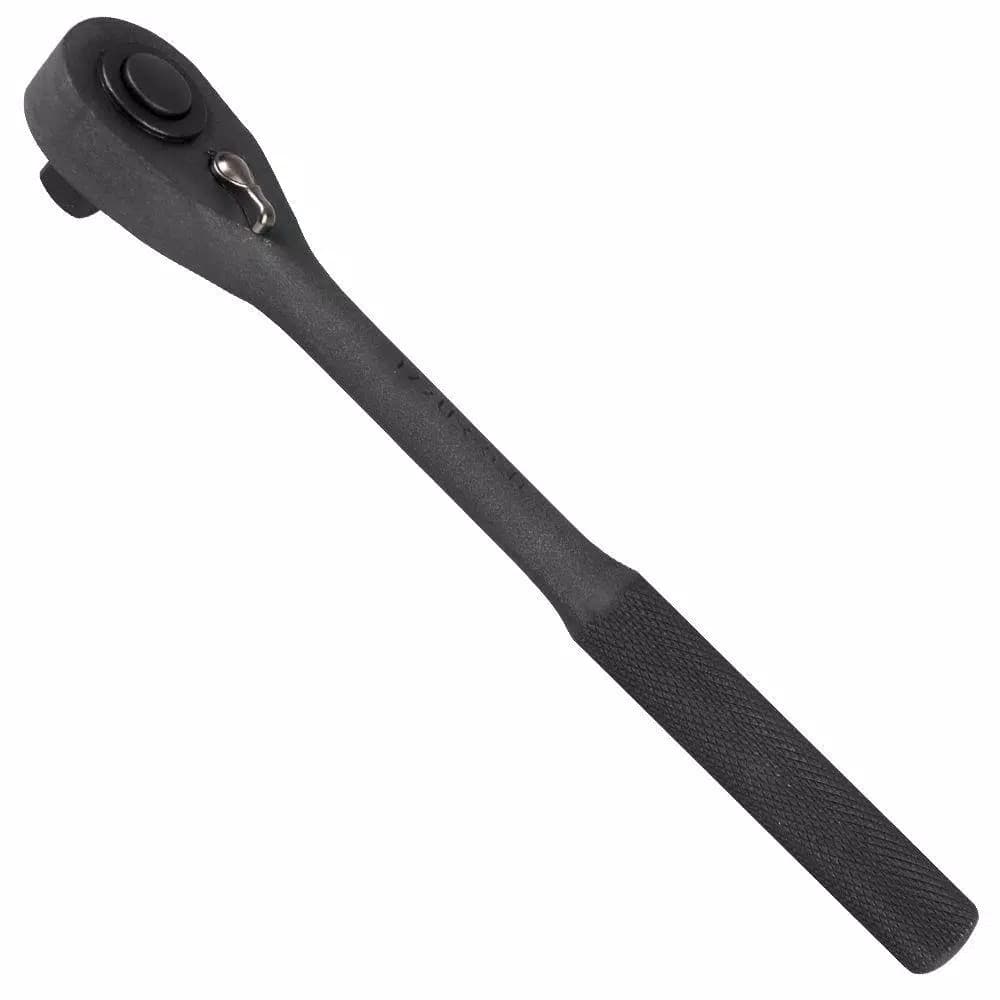 URREA 1/2 in. Drive Reversible Chrome Ratchet with Black Finish, 48-Tooth