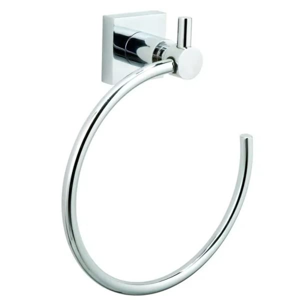 No Drilling Required Hukk Modern Chrome Towel Ring with No-Drill Mounting Hardware