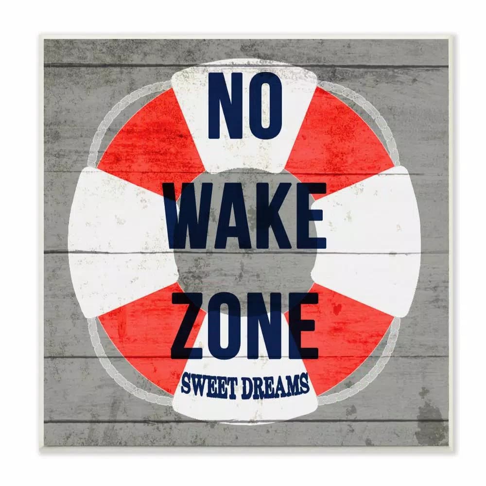 Stupell Industries No Wake Zone Life Raft Wood Wall Art by Daphne Polselli, 12x12 in.