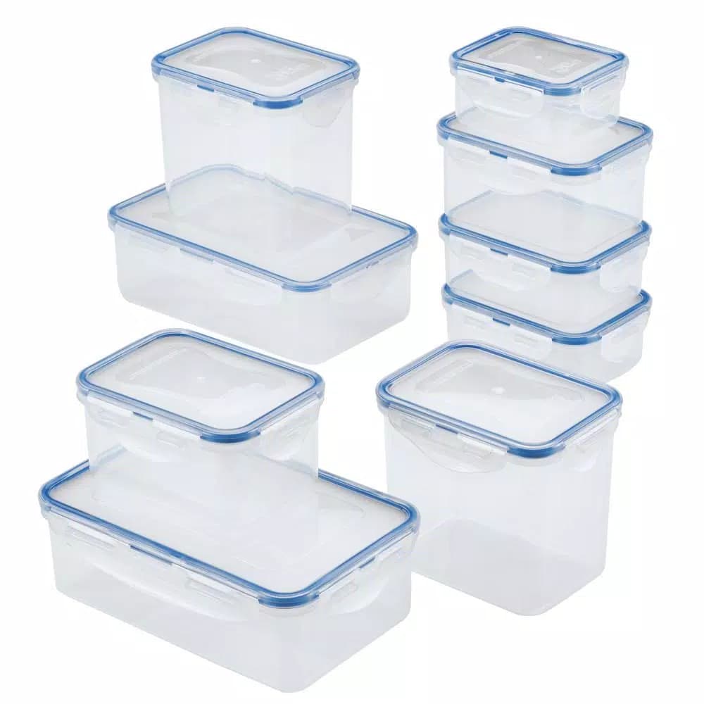 LOCK & LOCK Easy Essentials 18-Piece Food Storage Container Set with Airtight Lids, BPA-Free Plastic