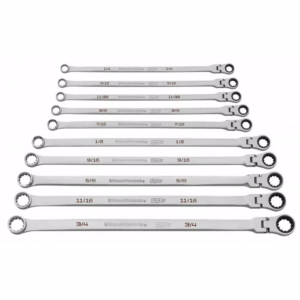 GearWrench 120XP Universal Spline XL Flex-Head SAE Ratcheting Wrench Set, 10-Piece