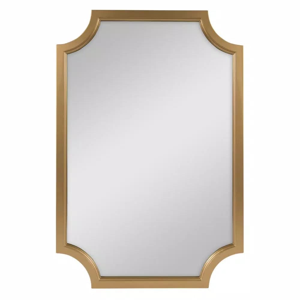 Kate and Laurel Hogan Scallop Corner Accent Mirror, Gold Contemporary Framed Wall Mirror, 24 x 36 in.