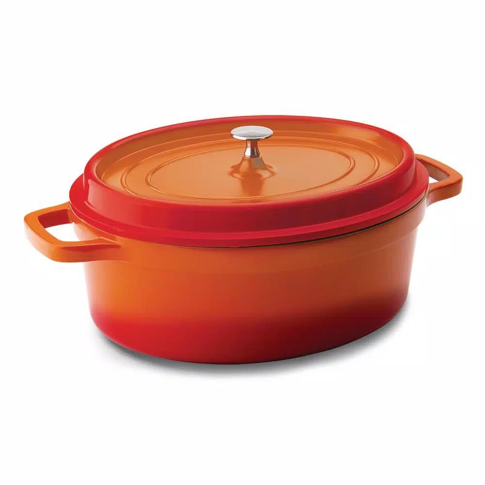 Hercules 6 Qt. Oval Cast Aluminum Nonstick Ceramic Dutch Oven with Lid, Orange