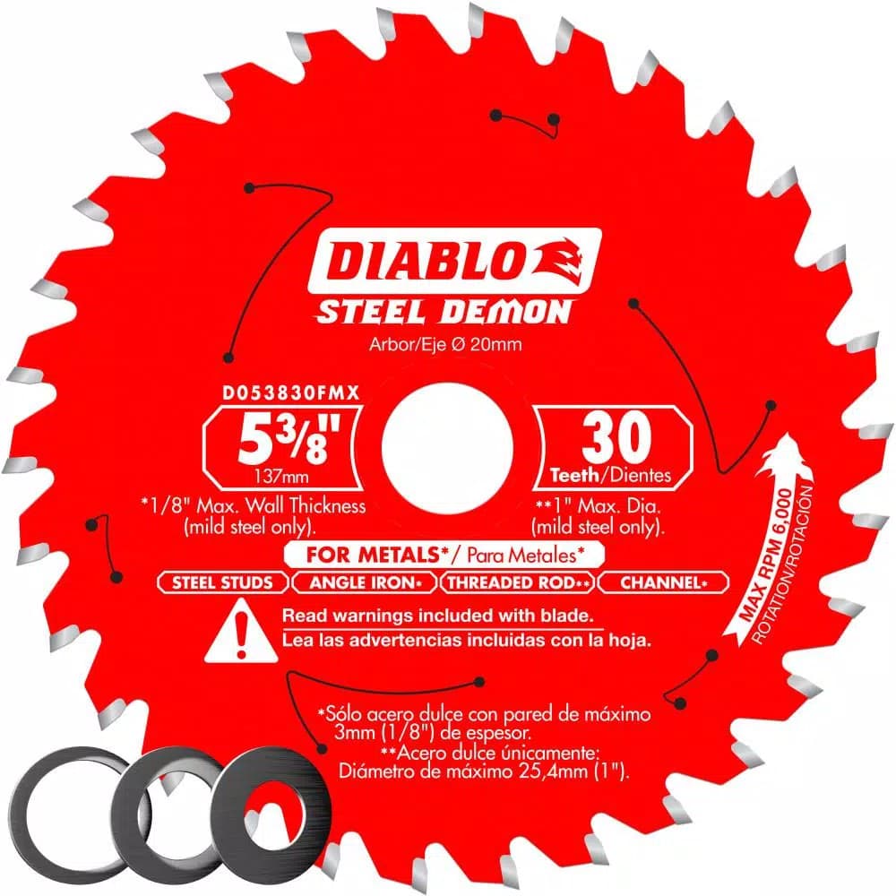 Diablo Steel Demon 5-3/8 in. 30-Teeth Metal Cutting Carbide Saw Blade with Bushings
