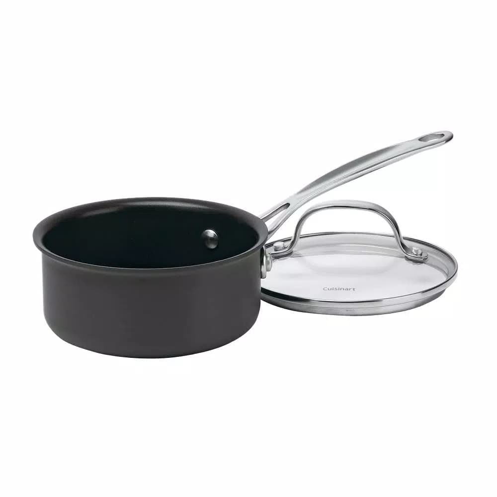 Cuisinart Chef's Classic 1 Qt. Hard-Anodized Nonstick Saute Pan with Glass Lid, Black