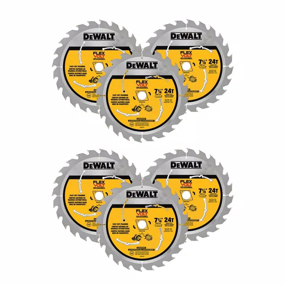 DEWALT FLEXVOLT 7-1/4 in. 24-Teeth Carbide-Tipped Circular Saw Blade, 6-Pack