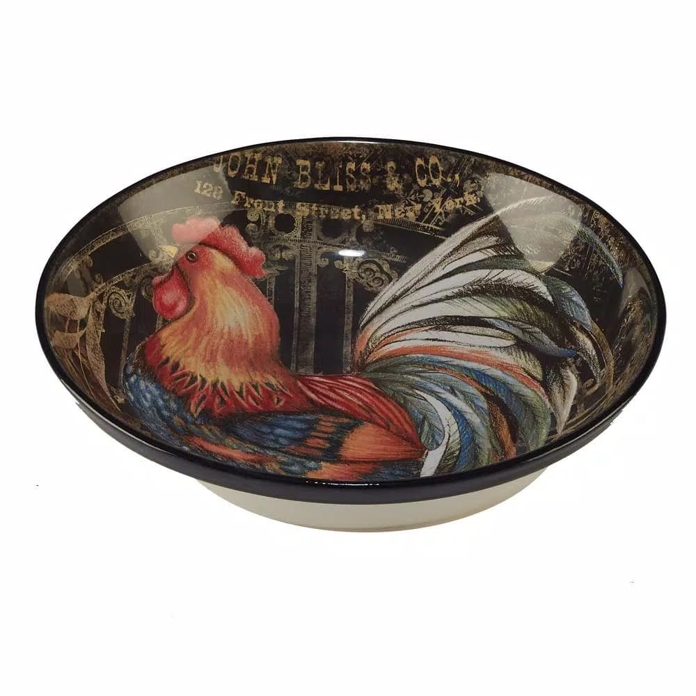 Certified International Gilded Rooster 13 in. Ceramic Serving and Pasta Bowl, Multi-Colored