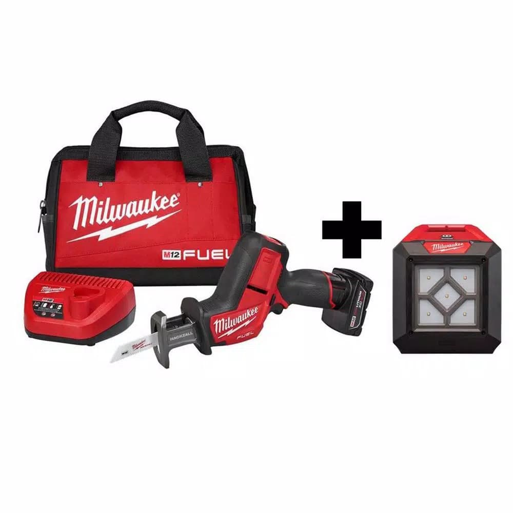 Milwaukee M12 FUEL 12V Brushless Cordless HACKZALL Reciprocating Saw Kit with Free M12 LED Flood Light