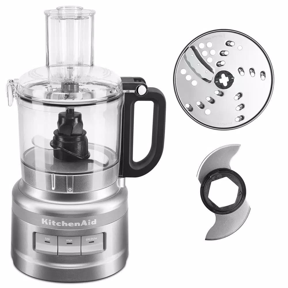 KitchenAid 7-Cup 3-Speed Contour Silver Food Processor with Locking Lid and Stainless Steel Blades