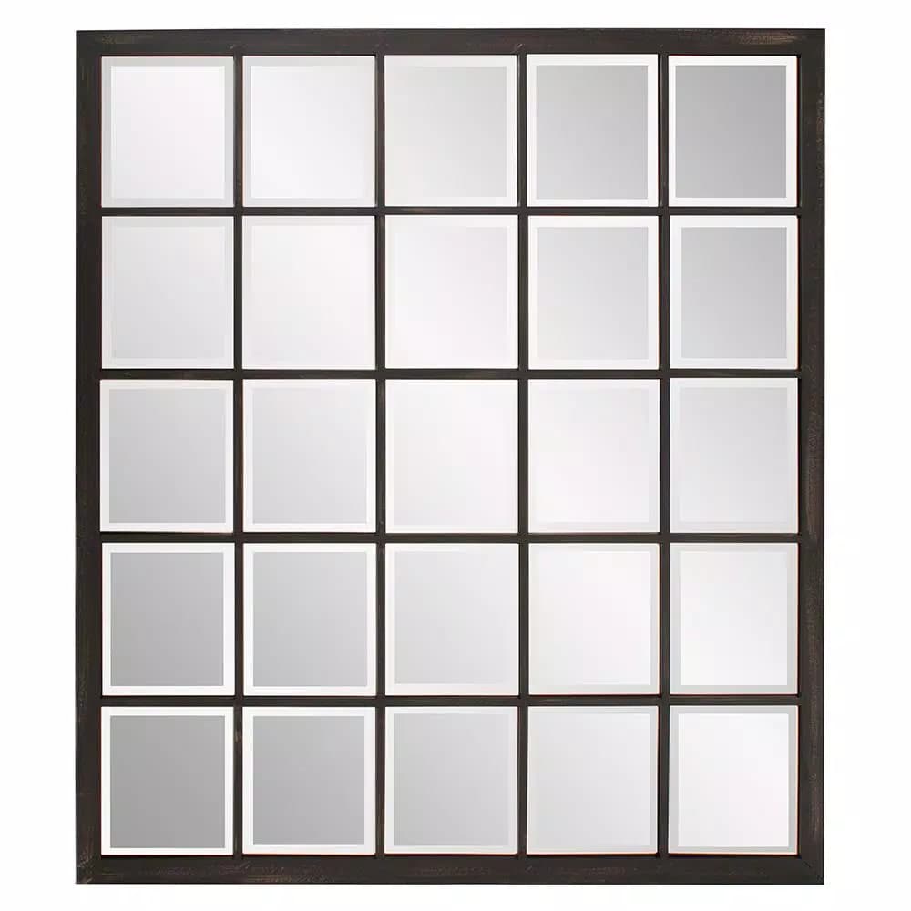 Unbranded Oil Rubbed Bronze Beveled Glass Windowpane Style Accent Mirror, 34 in. x 38 in.