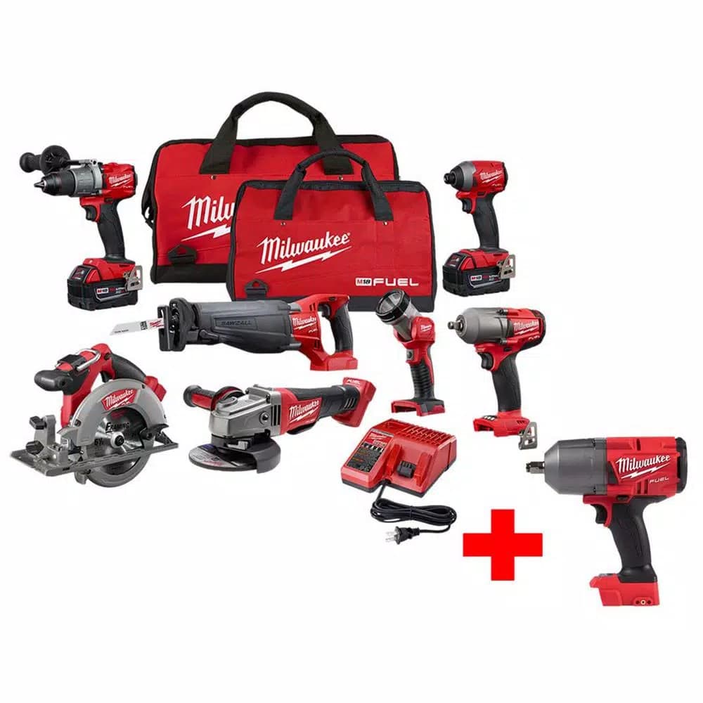 Milwaukee M18 FUEL 18V Lithium-Ion Brushless 7-Tool Combo Kit with Bonus 1/2 in. Impact Wrench