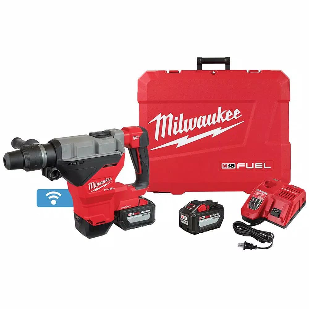 Milwaukee M18 FUEL SDS-MAX Rotary Hammer Kit with TWO 12.0 Ah Batteries & ONE-KEY